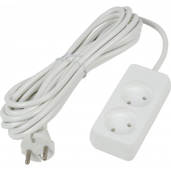 Удлинитель серии UNIEL S-CU2-5 WHITE , шнур 5м., 2 гнезда, 10A, б/з