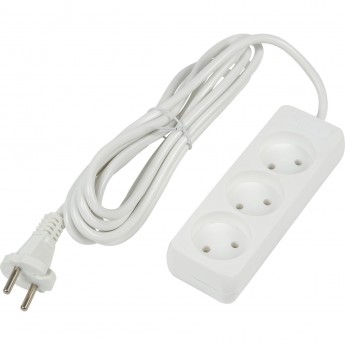 Удлинитель UNIEL S-CU3-3 WHITE серии Ultra, шнур 3м., 3 гнезда, 10A, б/з