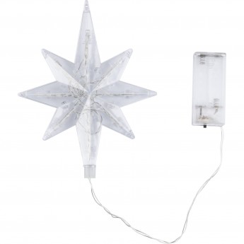 Украшение светодиодное для ёлки «Звезда-5» на батарейках 2АА (не в/к) UNIEL ULD-H1525-009/STB/2AA WARM WHITE STAR-5, 15*25 см